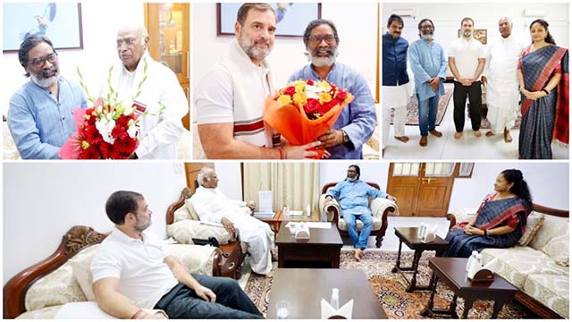राहुल गांधी और मल्लिकार्जुन खडग़े से मिले हेमंत सोरेन