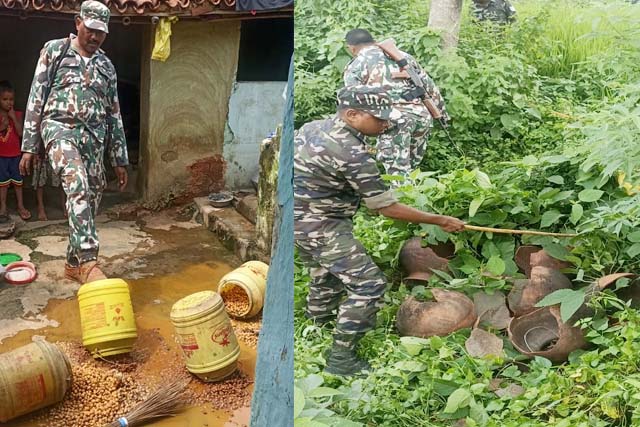 मोहनपुर में दुर्गा पूजा से पहले उत्पाद विभाग की बड़ी कार्रवाई ध्वस्त किए अवैध शराब भट्टी