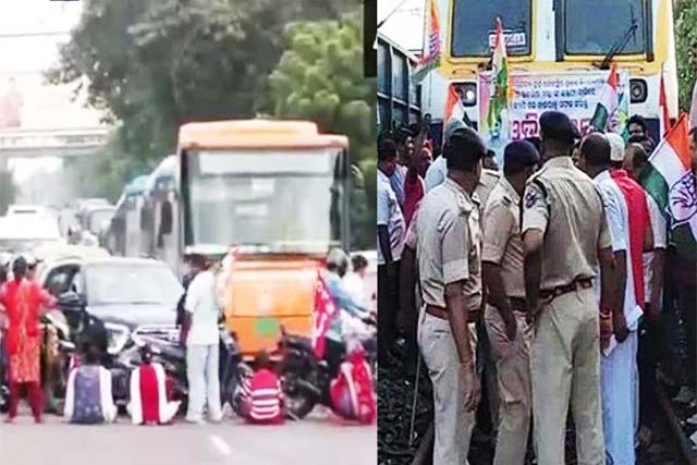 छात्रा की मौत पर ओडिशा बंद के दौरान कांग्रेस समेत 8 पार्टियों ने किया जोरदार प्रदर्शन