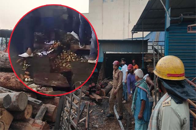 लकड़ी गोदाम और सब्जी दुकान में लगी आग