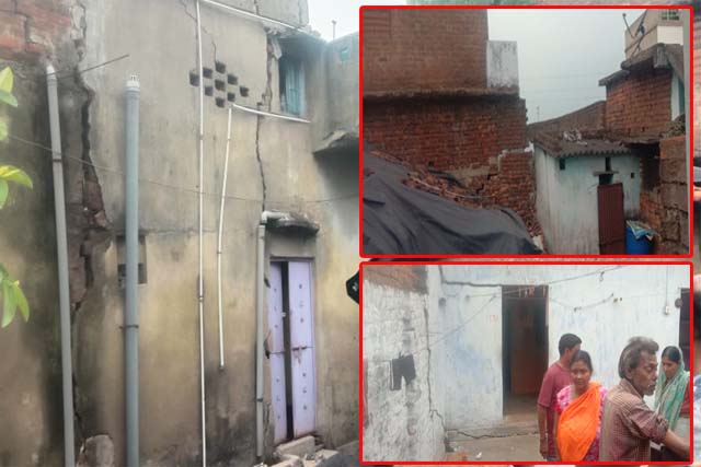 धनबाद : झरिया के दर्जन भर घरों में अचानक आई दरार, दहशत में लोग