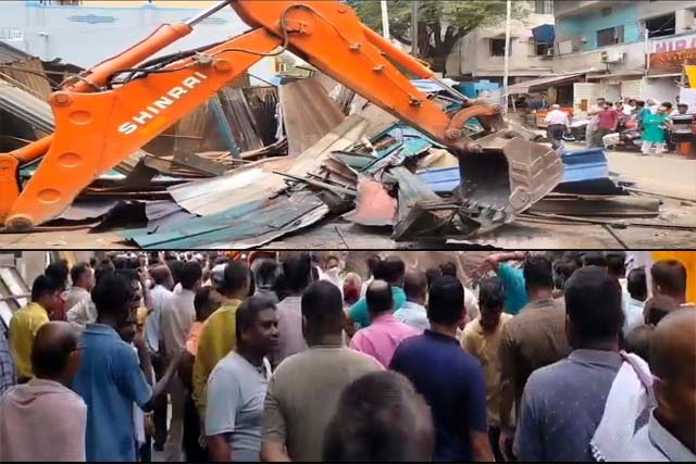 अदालत के आदेश पर छह दुकानें ध्वस्त
