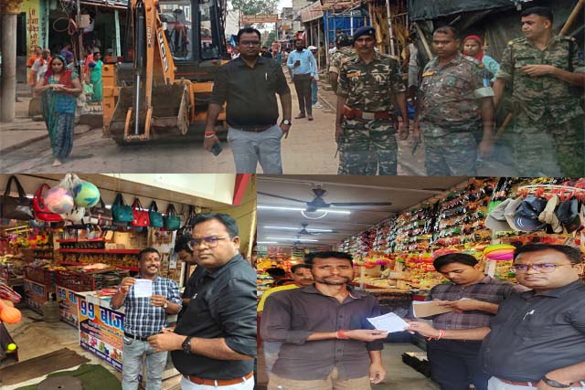 मेले से पहले नगर निगम का बुलडोजर एक्शन : देवघर में 89 दुकानों से हटाया अतिक्रमण