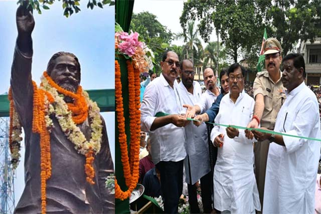दिशोम गुरु शिबू सोरेन की प्रथम पुण्यतिथि पर पाकुड़ में प्रतिमा का अनावरण