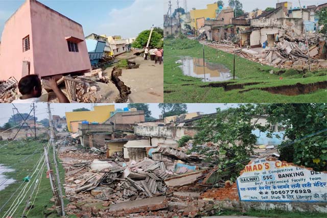 धनबाद के छाताबाद में भू-धसान से 20 घर जमींदोज, ब्लास्टिंग के बाद मची अफरा-तफरी
