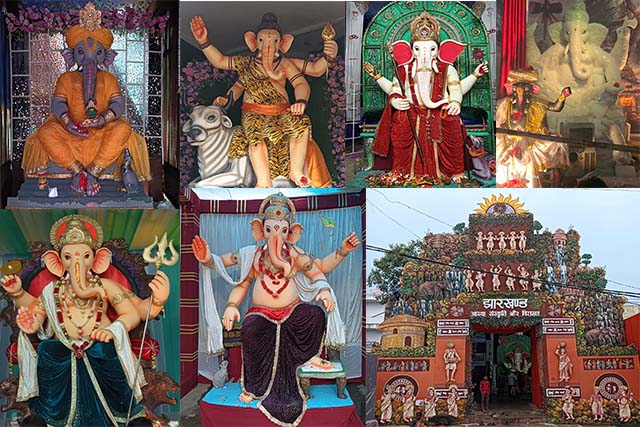 साहिबगंज में पूजा पंडाल में पधारे बप्पा,बर्फ से बनी बप्पा की प्रतिमा बना आकर्षण का केंद्र