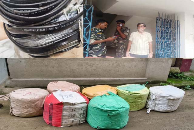 क्रॉम्पटन के नाम पर कथित नकली वायर का भंडाफोड़, 15 लाख का माल जब्त