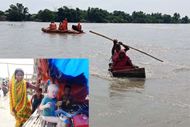 बाढ़ पीड़ितों को जीने की जद्दोजहद जारी-बारिश से पड़ी दोहरी मार, जुगाड़ टेक्नोलॉजी से कर रहे है आवाजाही
